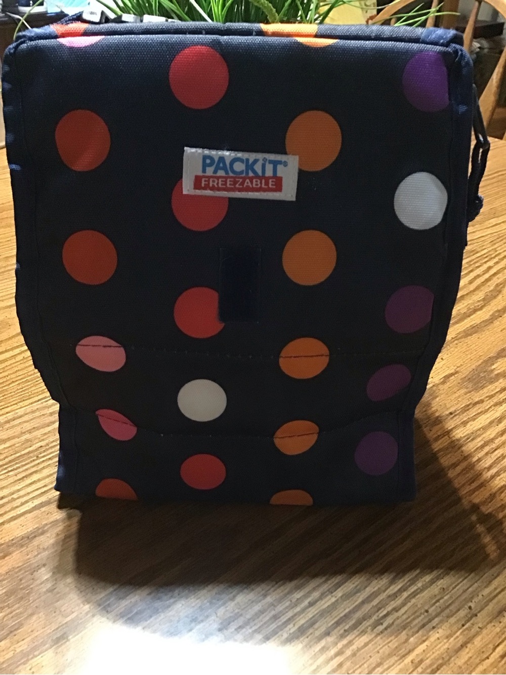 Freezable pack it Lunch Bag - Navy with Multicolor Dots